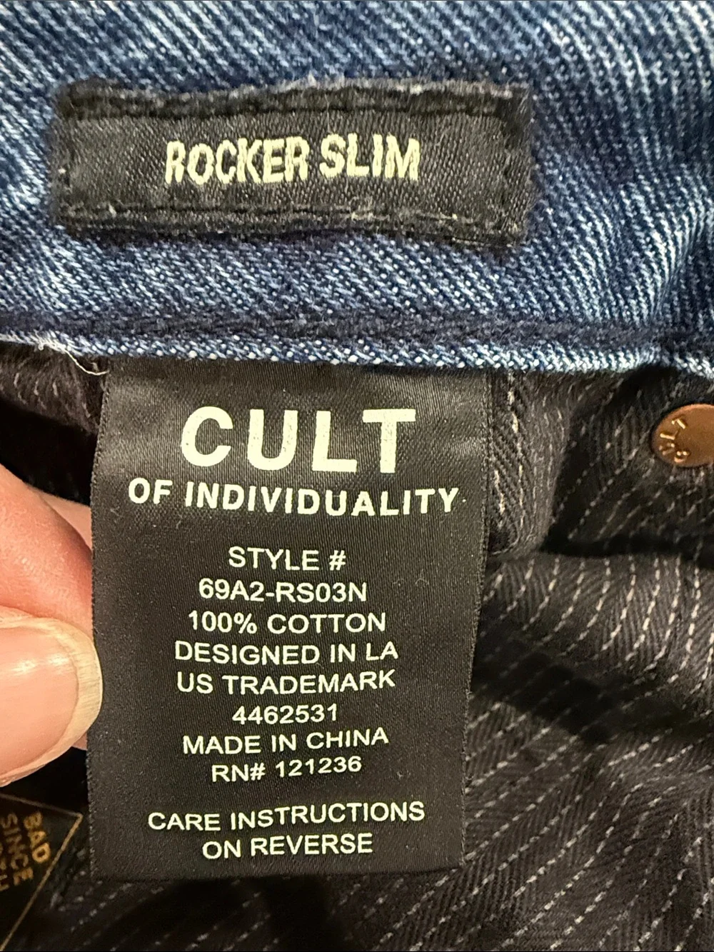 Cult of Individuality Slim Distressed Patchwork Rocker Grunge Men's Jeans 36x33